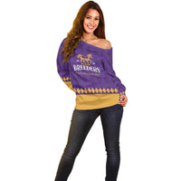 Personalized Breeders Horse Racing 2025 Off Shoulder Sweater Del Mar Awaits - Wonder Print Shop
