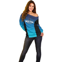 Custom Multan Cricket Off Shoulder Sweater Sultan Dreams Do Come True - Wonder Print Shop