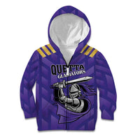 Custom Quetta Cricket Gladiators Kid Hoodie One Force Purple Force - Wonder Print Shop