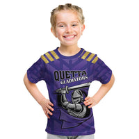 Custom Quetta Cricket Gladiators Kid T Shirt One Force Purple Force - Wonder Print Shop