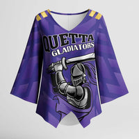 Custom Quetta Cricket Gladiators Kimono Sleeve Blouse One Force Purple Force - Wonder Print Shop