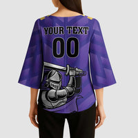 Custom Quetta Cricket Gladiators Kimono Sleeve Blouse One Force Purple Force - Wonder Print Shop