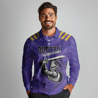 Custom Quetta Cricket Gladiators Long Sleeve Polo Shirt One Force Purple Force - Wonder Print Shop