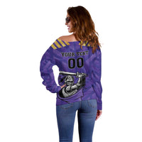 Custom Quetta Cricket Gladiators Off Shoulder Sweater One Force Purple Force - Wonder Print Shop