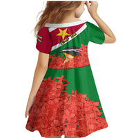 Personalised Suriname Independence Day Family Matching Mermaid Dress and Hawaiian Shirt Lesser Kiskadee With Scarlet Jungle Flame Flower - Wonder Print Shop