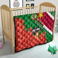 Suriname Independence Day Quilt Lesser Kiskadee With Scarlet Jungle Flame Flower - Wonder Print Shop