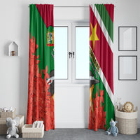 Suriname Independence Day Window Curtain Lesser Kiskadee With Scarlet Jungle Flame Flower - Wonder Print Shop