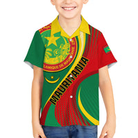 Personalised Mauritania Independence Day Family Matching Short Sleeve Bodycon Dress and Hawaiian Shirt Mauritanian Seal Special Version - Wonder Print Shop