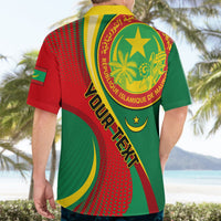 Mauritania Independence Day Hawaiian shirt on adult, back crest seal with diagonal banner