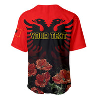 Personalised Albania Independence Day Baseball Jersey Albanian Coat Of Arms With Red Poppy Flower - Wonder Print Shop