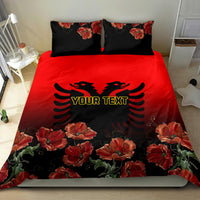 Personalised Albania Independence Day Bedding Set Albanian Coat Of Arms With Red Poppy Flower - Wonder Print Shop