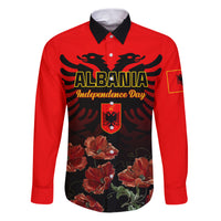 Personalised Albania Independence Day Family Matching Puletasi Dress and Hawaiian Shirt Albanian Coat Of Arms With Red Poppy Flower - Wonder Print Shop