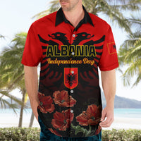 Personalised Albania Independence Day Hawaiian Shirt Albanian Coat Of Arms With Red Poppy Flower - Wonder Print Shop