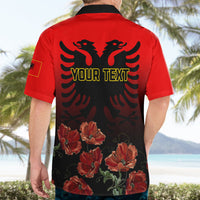Personalised Albania Independence Day Hawaiian Shirt Albanian Coat Of Arms With Red Poppy Flower - Wonder Print Shop