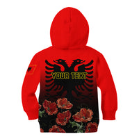 Personalised Albania Independence Day Kid Hoodie Albanian Coat Of Arms With Red Poppy Flower - Wonder Print Shop