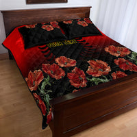 Personalised Albania Independence Day Quilt Bed Set Albanian Coat Of Arms With Red Poppy Flower - Wonder Print Shop
