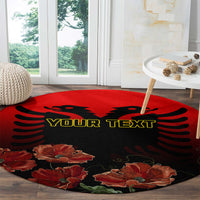 personalised-albania-independence-day-round-carpet-albanian-coat-of-arms-with-red-poppy-flower