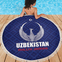 Football Uzbekistan Beach Blanket Milliy Jamoa Blue Version - Wonder Print Shop