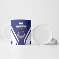Custom Football Uzbekistan Ceramic Mug Milliy Jamoa Blue Version - Wonder Print Shop