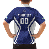 Custom Football Uzbekistan Family Matching Off The Shoulder Long Sleeve Dress and Hawaiian Shirt Milliy Jamoa Blue Version - Wonder Print Shop