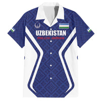 Custom Football Uzbekistan Family Matching Off The Shoulder Long Sleeve Dress and Hawaiian Shirt Milliy Jamoa Blue Version - Wonder Print Shop