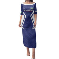 Custom Football Uzbekistan Family Matching Puletasi and Hawaiian Shirt Milliy Jamoa Blue Version - Wonder Print Shop