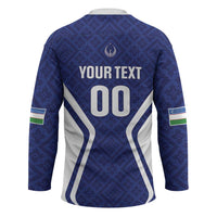 Custom Football Uzbekistan Hockey Jersey Milliy Jamoa Blue Version - Wonder Print Shop