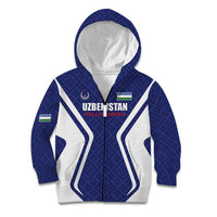 Custom Football Uzbekistan Kid Hoodie Milliy Jamoa Blue Version - Wonder Print Shop