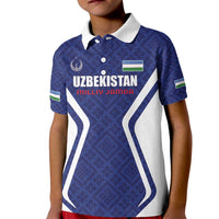 Custom Football Uzbekistan Kid Polo Shirt Milliy Jamoa Blue Version - Wonder Print Shop