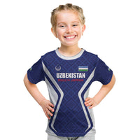 Custom Football Uzbekistan Kid T Shirt Milliy Jamoa Blue Version - Wonder Print Shop