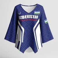 Custom Football Uzbekistan Kimono Sleeve Blouse Milliy Jamoa Blue Version - Wonder Print Shop