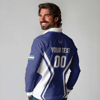 Custom Football Uzbekistan Long Sleeve Polo Shirt Milliy Jamoa Blue Version - Wonder Print Shop