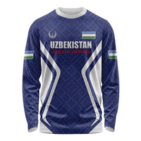 Custom Football Uzbekistan Long Sleeve Shirt Milliy Jamoa Blue Version - Wonder Print Shop