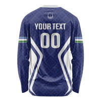 Custom Football Uzbekistan Long Sleeve Shirt Milliy Jamoa Blue Version - Wonder Print Shop