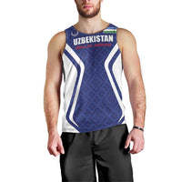 Custom Football Uzbekistan Men Tank Top Milliy Jamoa Blue Version - Wonder Print Shop