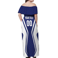 Custom Football Uzbekistan Off Shoulder Maxi Dress Milliy Jamoa Blue Version - Wonder Print Shop