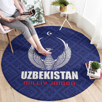 Football Uzbekistan Round Carpet Milliy Jamoa Blue Version - Wonder Print Shop