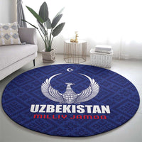 Football Uzbekistan Round Carpet Milliy Jamoa Blue Version - Wonder Print Shop