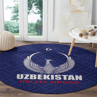 Football Uzbekistan Round Carpet Milliy Jamoa Blue Version - Wonder Print Shop