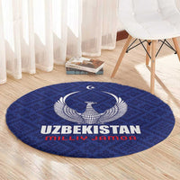 Football Uzbekistan Round Carpet Milliy Jamoa Blue Version - Wonder Print Shop