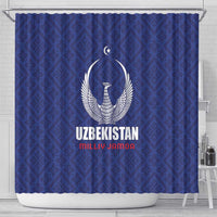 Football Uzbekistan Shower Curtain Milliy Jamoa Blue Version - Wonder Print Shop
