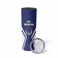 Custom Football Uzbekistan Skinny Tumbler Milliy Jamoa Blue Version - Wonder Print Shop