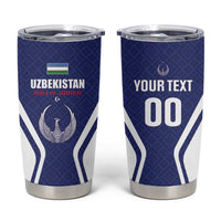 Custom Football Uzbekistan Tumbler Cup Milliy Jamoa Blue Version - Wonder Print Shop