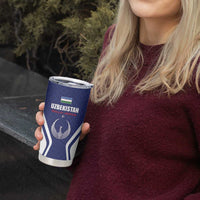 Custom Football Uzbekistan Tumbler Cup Milliy Jamoa Blue Version - Wonder Print Shop