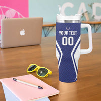 Custom Football Uzbekistan Tumbler With Handle Milliy Jamoa Blue Version - Wonder Print Shop