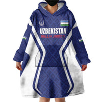 Custom Football Uzbekistan Wearable Blanket Hoodie Milliy Jamoa Blue Version - Wonder Print Shop