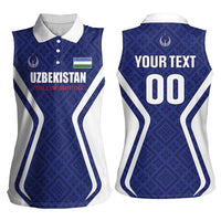 Custom Football Uzbekistan Women Sleeveless Polo Shirt Milliy Jamoa Blue Version - Wonder Print Shop