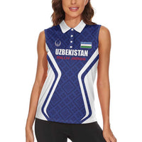Custom Football Uzbekistan Women Sleeveless Polo Shirt Milliy Jamoa Blue Version - Wonder Print Shop