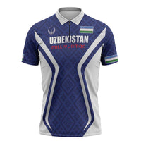 Custom Football Uzbekistan Zipper Polo Shirt Milliy Jamoa Blue Version - Wonder Print Shop