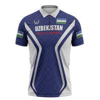 Custom Football Uzbekistan Zipper Polo Shirt Milliy Jamoa Blue Version - Wonder Print Shop